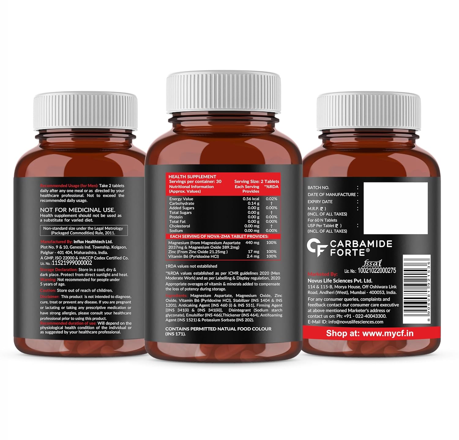 CARBAMIDE FORTE ZMA AND ZINC SUPPLEMENT MAY SUPPORT MUSCLE RECOVERY AND SLEEP QUALITY 60 TABLETS