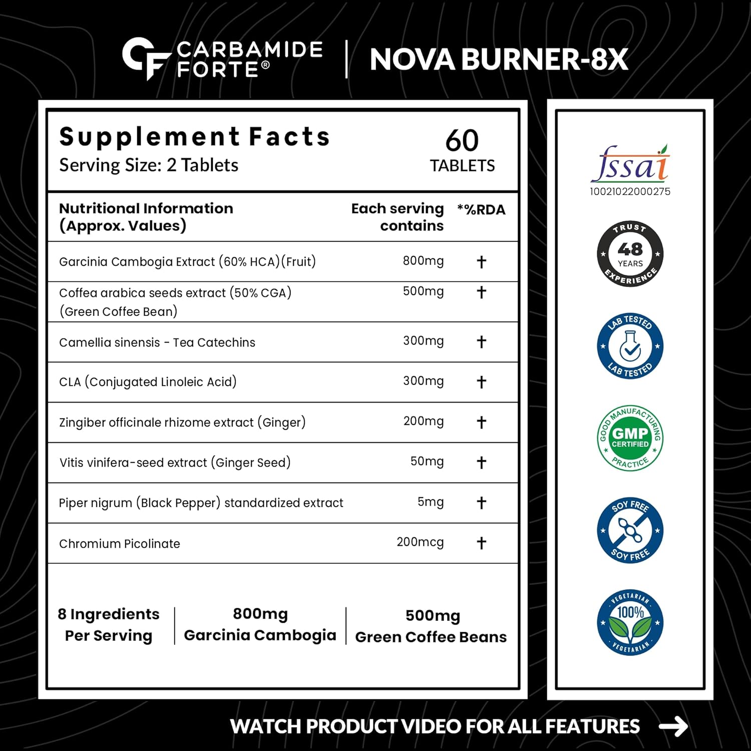 CARBAMIDE FORTE FAT BURNER FOR MEN & WOMEN | WEIGHT LOSS SUPPORT - 60 VEG TABLETS