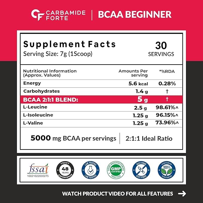 CARBAMIDE FORTE BCAA POWDER 5000MG WATERMELON FLAVOUR - 210G POWDER