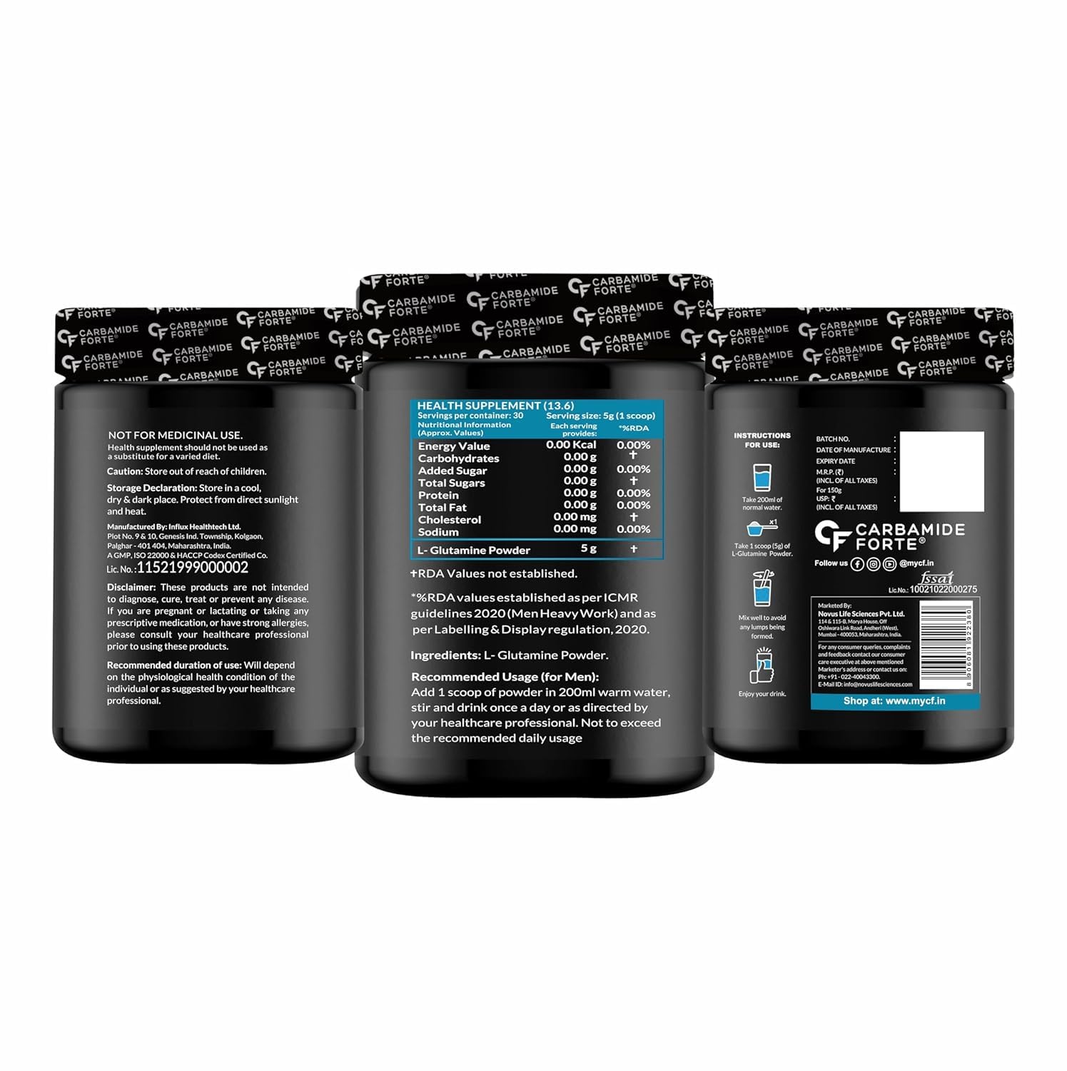 CARBAMIDE FORTE  L GLUTAMINE POWDER 5000MG UNFLAVOURED - 150 GRAMS