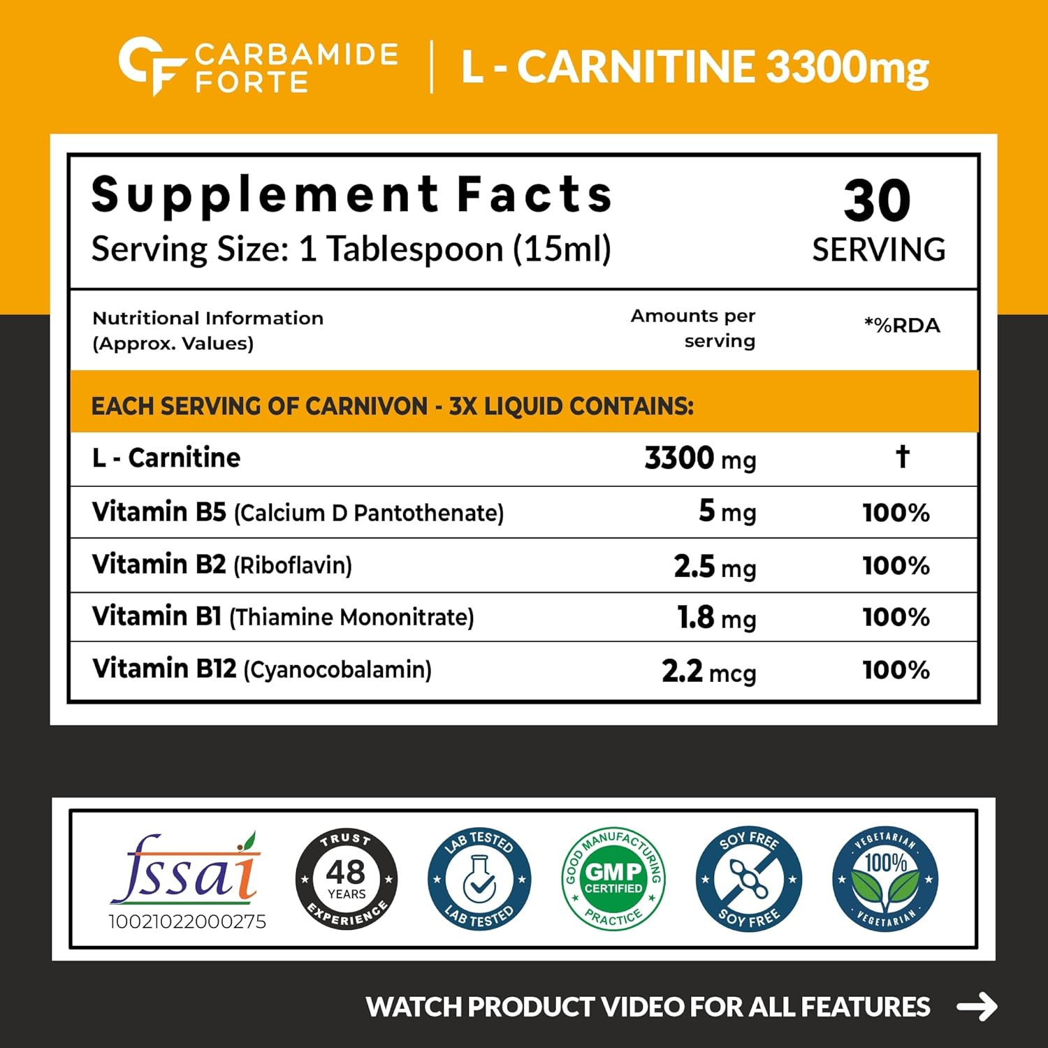 CARBAMIDE FORTE L CARNITINE LIQUID 3300MG WITH ADDED VITAMINS MANGO FLAVOUR 450ML