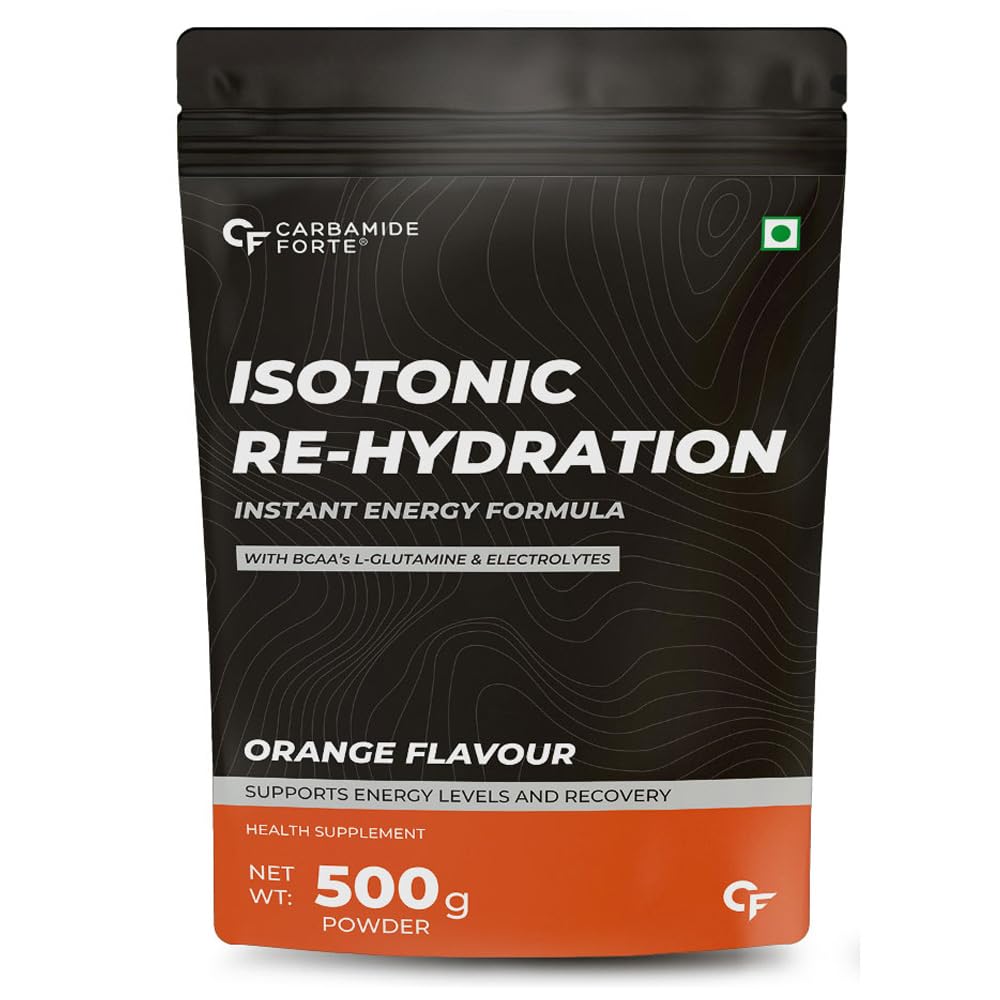 CARBAMIDE FORTE ISOTONIC POWDER | PRE WORKOUT  WITH ADDED BCAA & L GLUTAMINE - ORANGE FLAVOUR - 500G