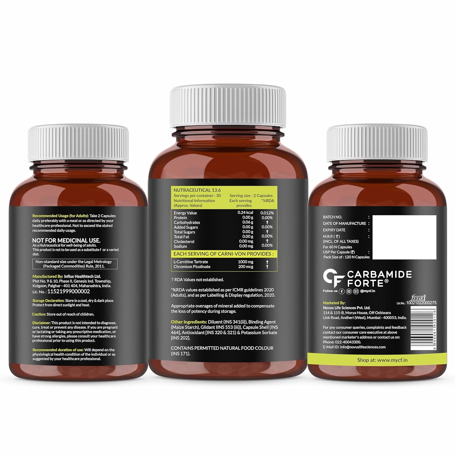 CARBAMIDE FORTE L CARNITINE  1000MG CAPSULES PRE WORKOUT SUPPLEMENT - 60 CAPSULES