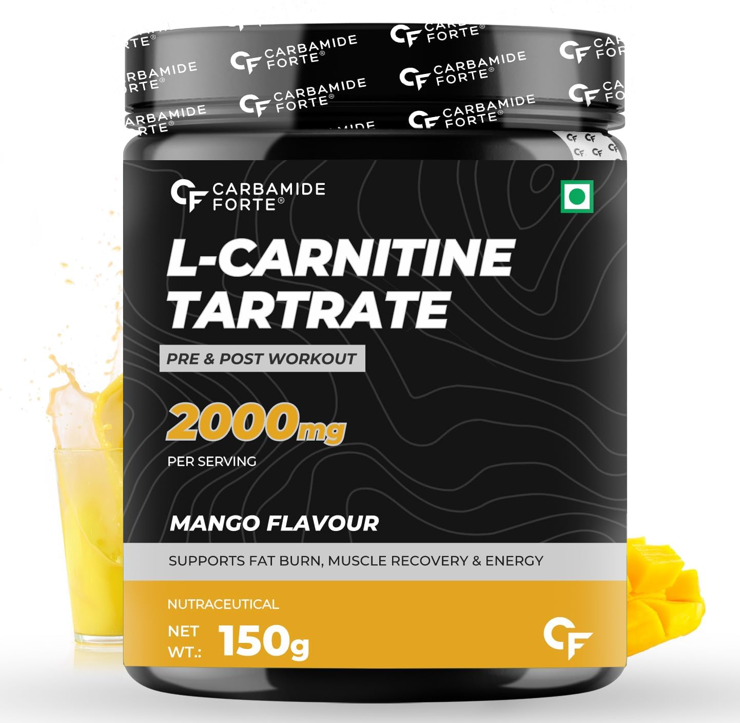 CARBAMIDE FORTE L CARNITINE POWDER L-CARNITINE L TARTRATE 2000MG PRE WORKOUT MANGO FLAVOUR 150GM