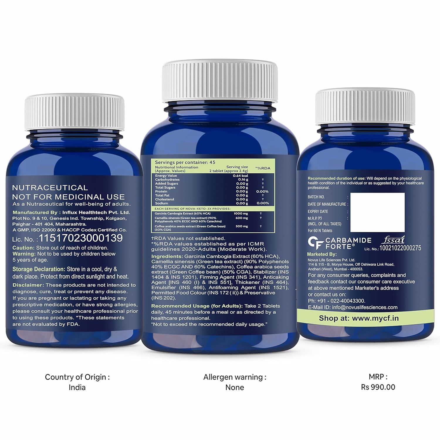 CARBAMIDE FORTE KETO 3X VEGETARIAN TABLET