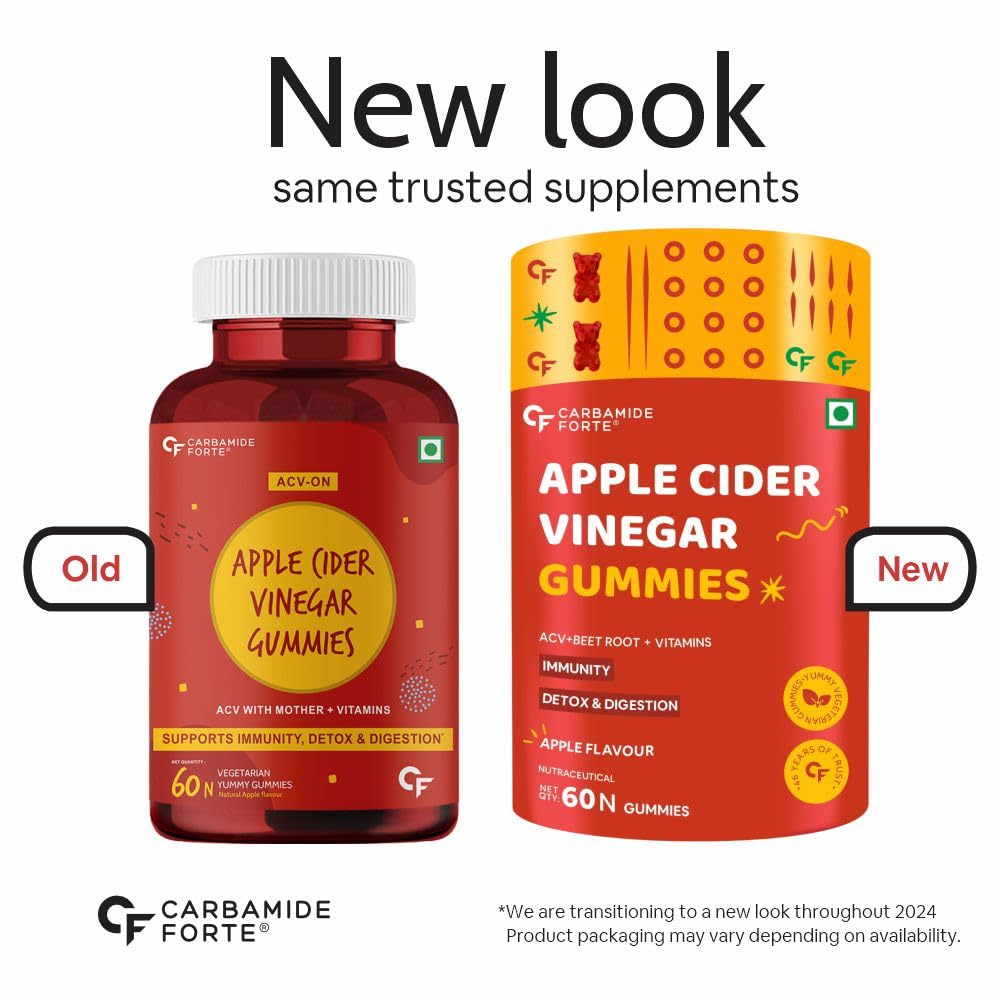 CARBAMIDE FORTE APPLE CIDER VINEGAR GUMMIES - WITH VITAMIN D & E 60 VEGAN GUMMIES