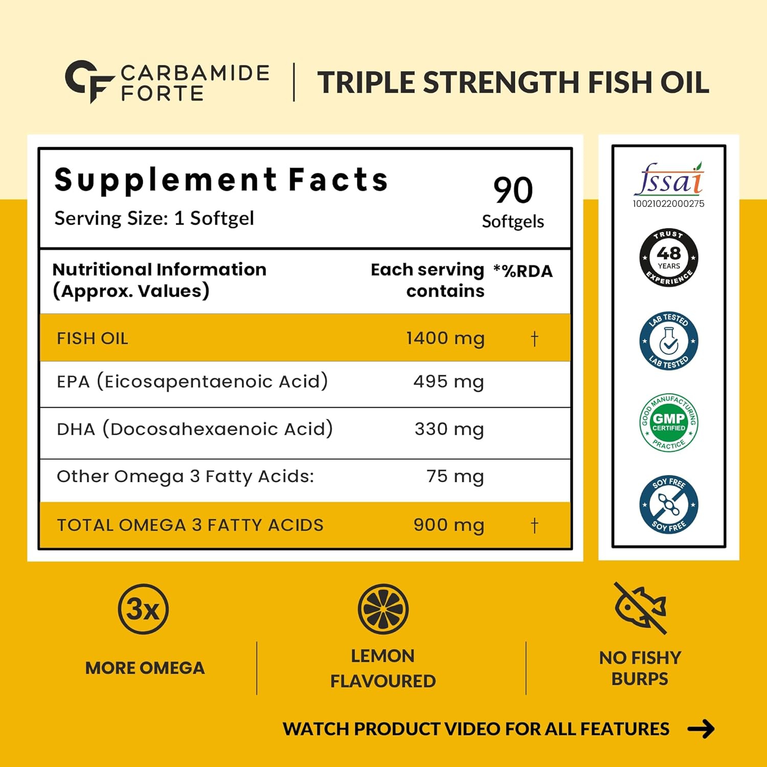 CARBAMIDE FORTE TRIPLE STRENGTH FISH OIL 1400MG WITH OMEGA 3 900MG 90 CAPSULES