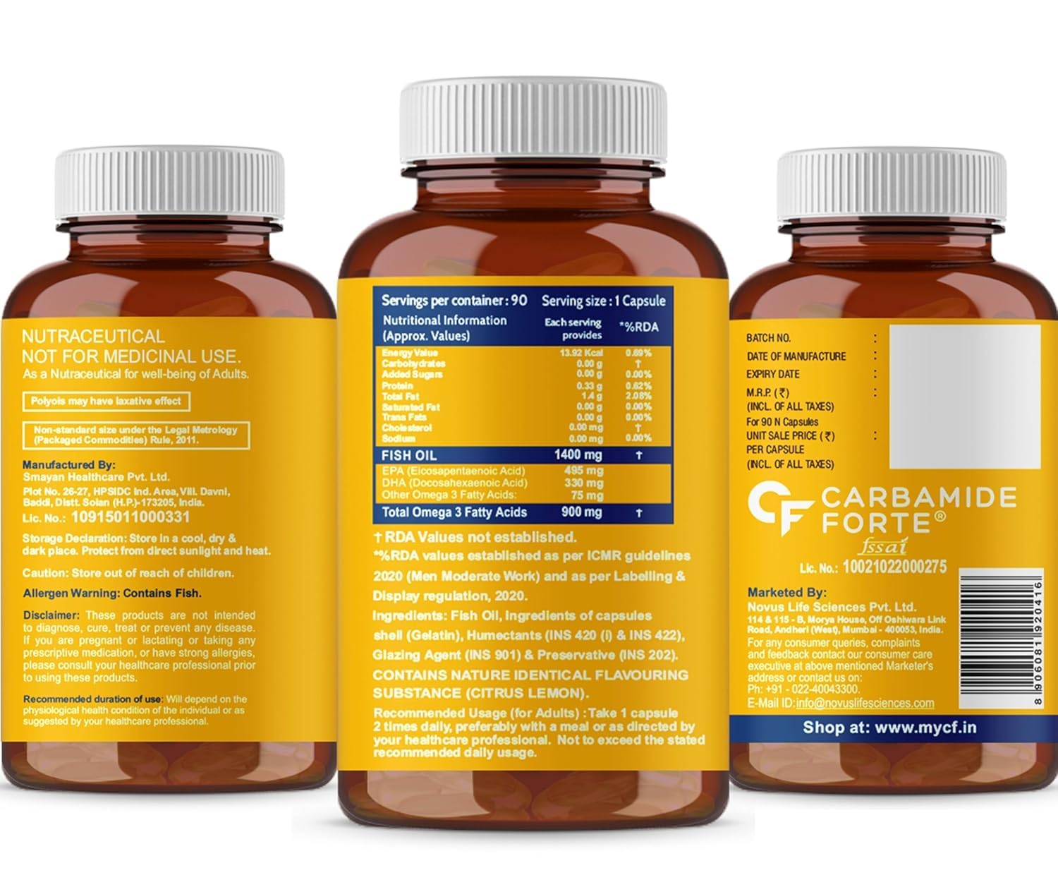 CARBAMIDE FORTE TRIPLE STRENGTH FISH OIL 1400MG WITH OMEGA 3 900MG 90 CAPSULES