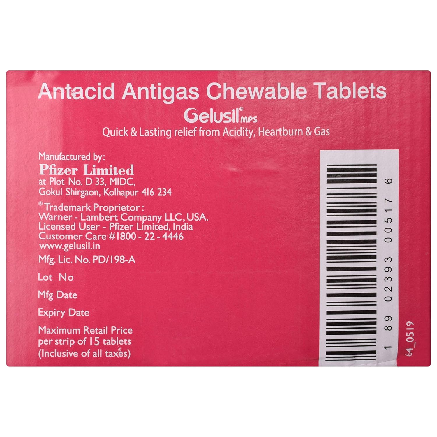 GELUSIL MPS CHEWABLE TABLET MINT