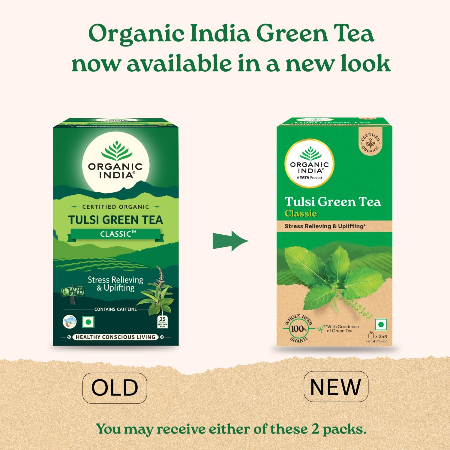 ORGANIC INDIA TULSI GREEN TEA CLASSIC- UPLIFTS MOOD, RICH IN ANTIOXIDANTS 25 TEA BAGS