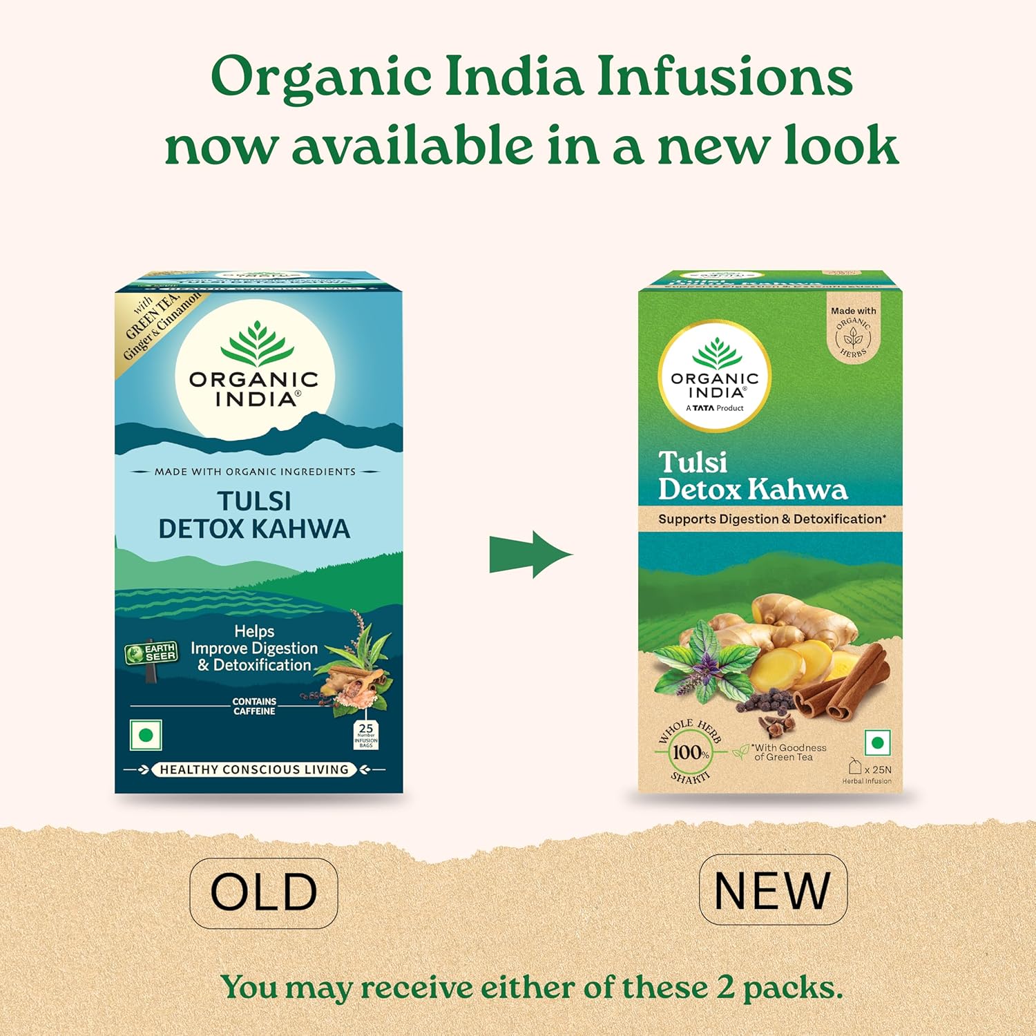 ORGANIC INDIA TULSI DETOX KAHWA CLEANSE & COLD RELIEF IMPROVE DIGESTION & DETOXIFICATION 25 TEA BAGS