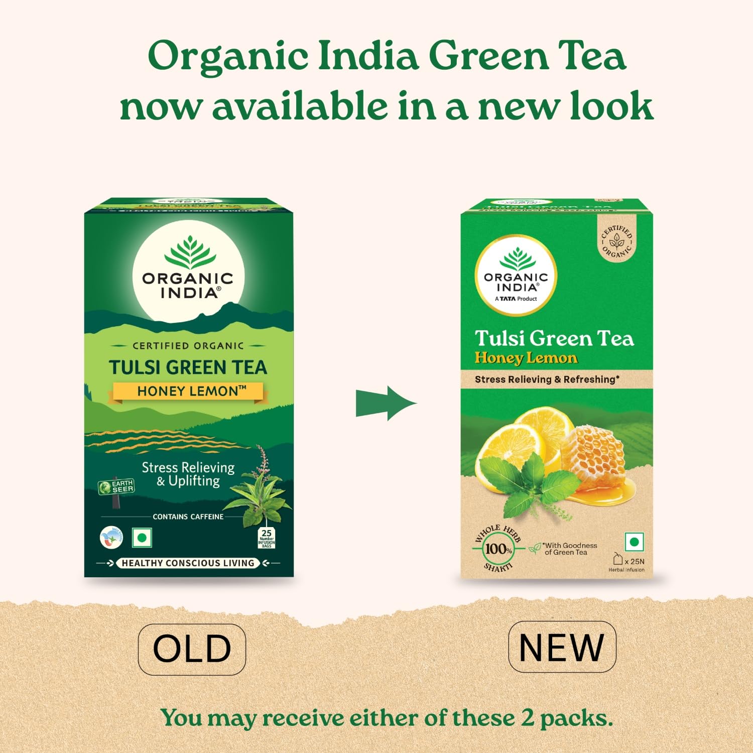 ORGANIC INDIA TULSI GREEN TEA HONEY LEMON 25 TEABAGS