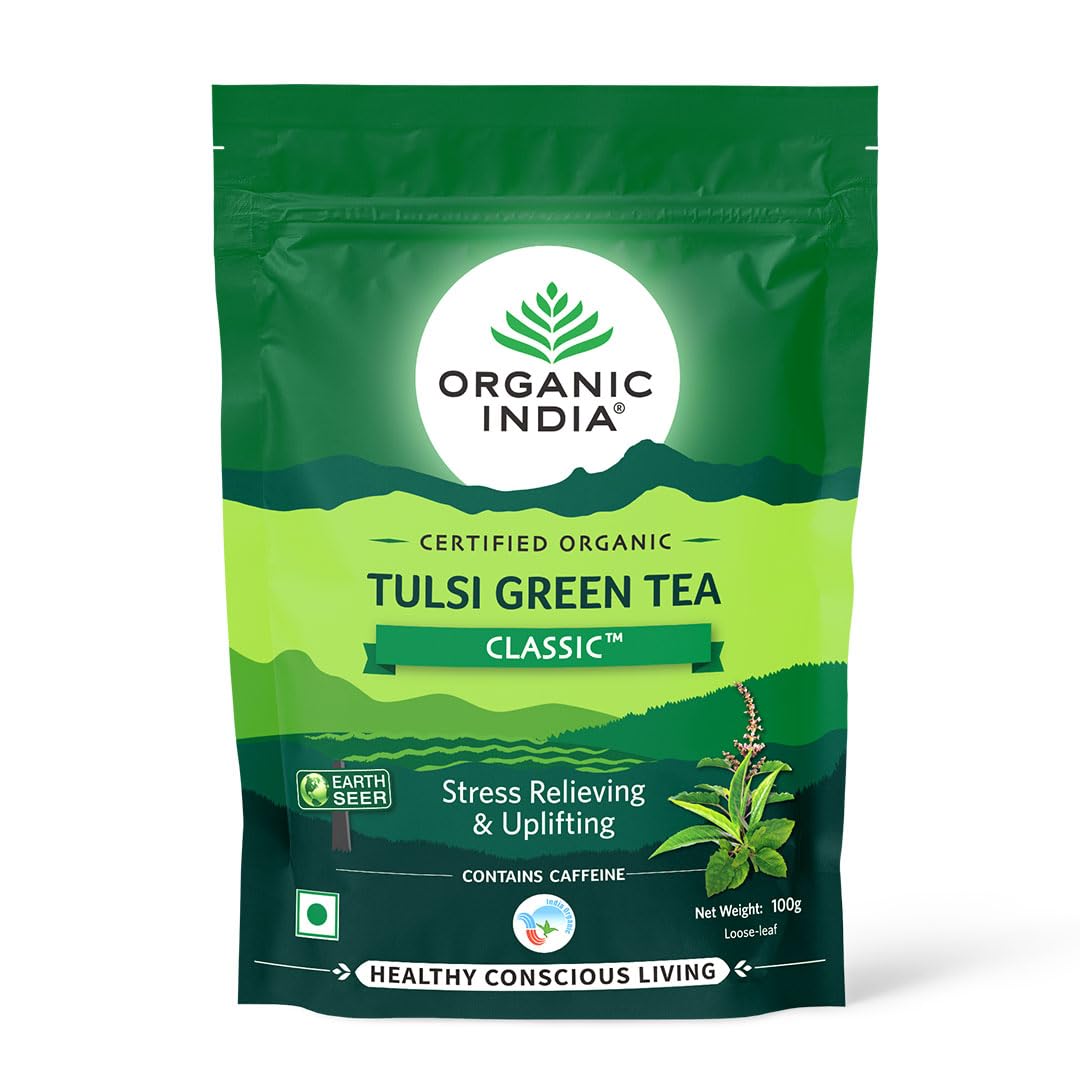 ORGANIC INDIA GREEN TEA CLASSIC WITH ZIPPER PACK 100 GM