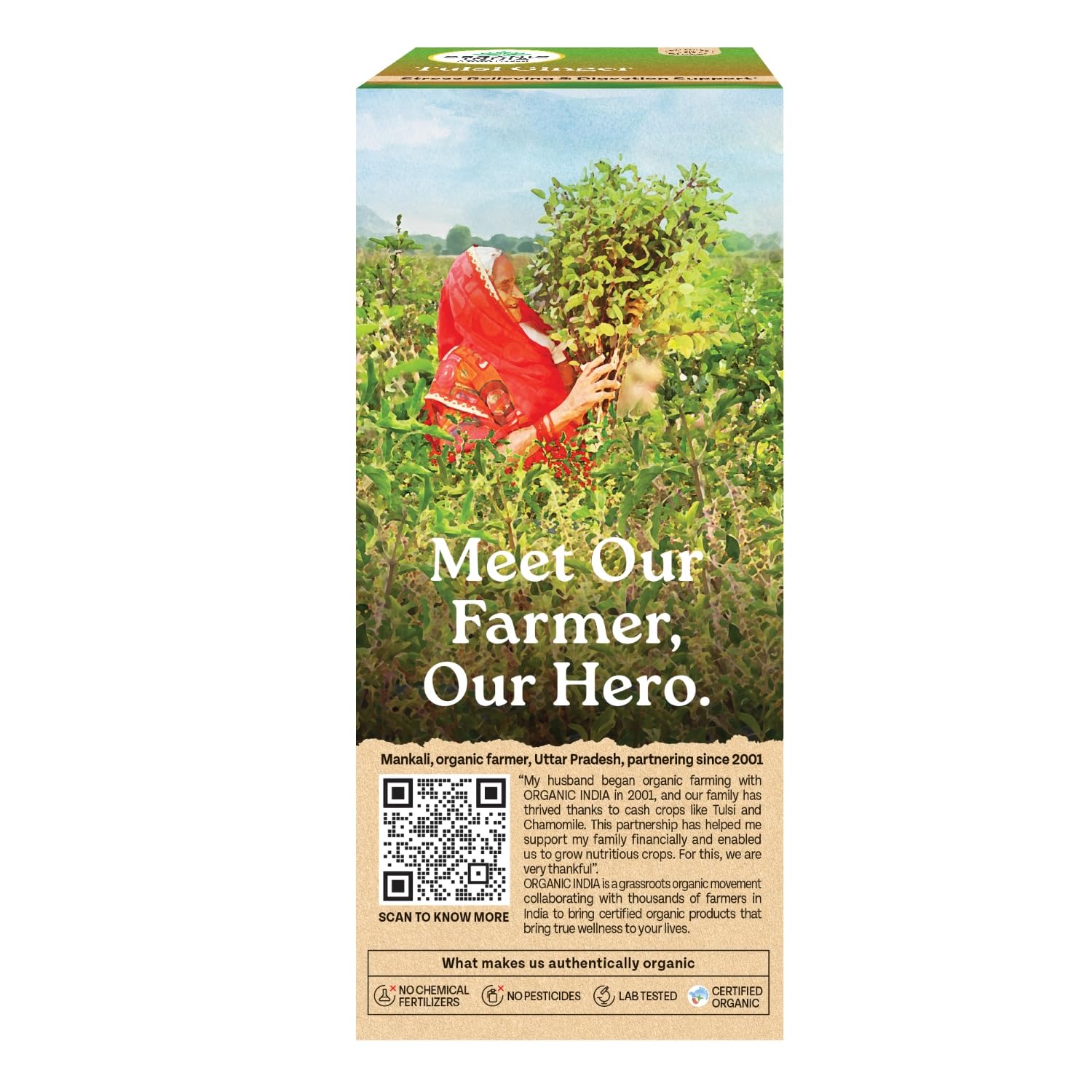 ORGANIC INDIA INFUSION TEA BAGS - TULSI GINGER, 25 BAGS