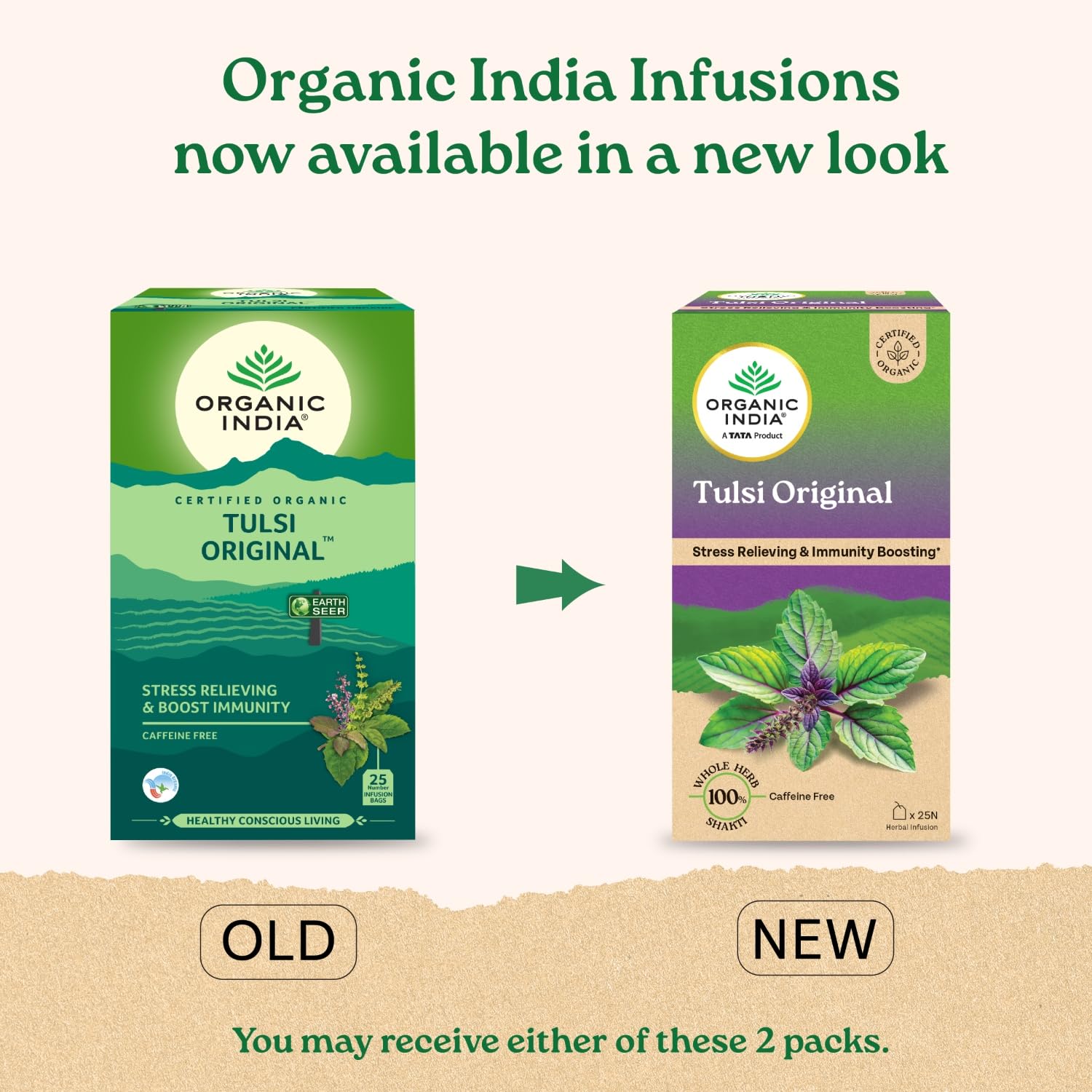 ORGANIC INDIA TULSI ORIGINAL CAFFEINE-FREE HERBAL TEA NATURAL DETOXIFIER,  25 TEA BAGS