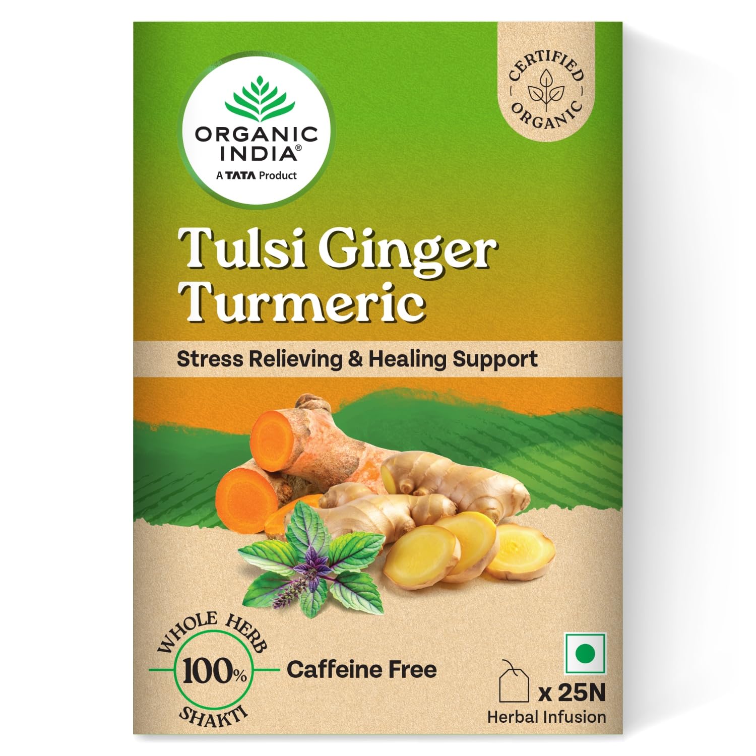 ORGANIC INDIA TULSI GINGER TURMERIC - 25 TEA BAGS