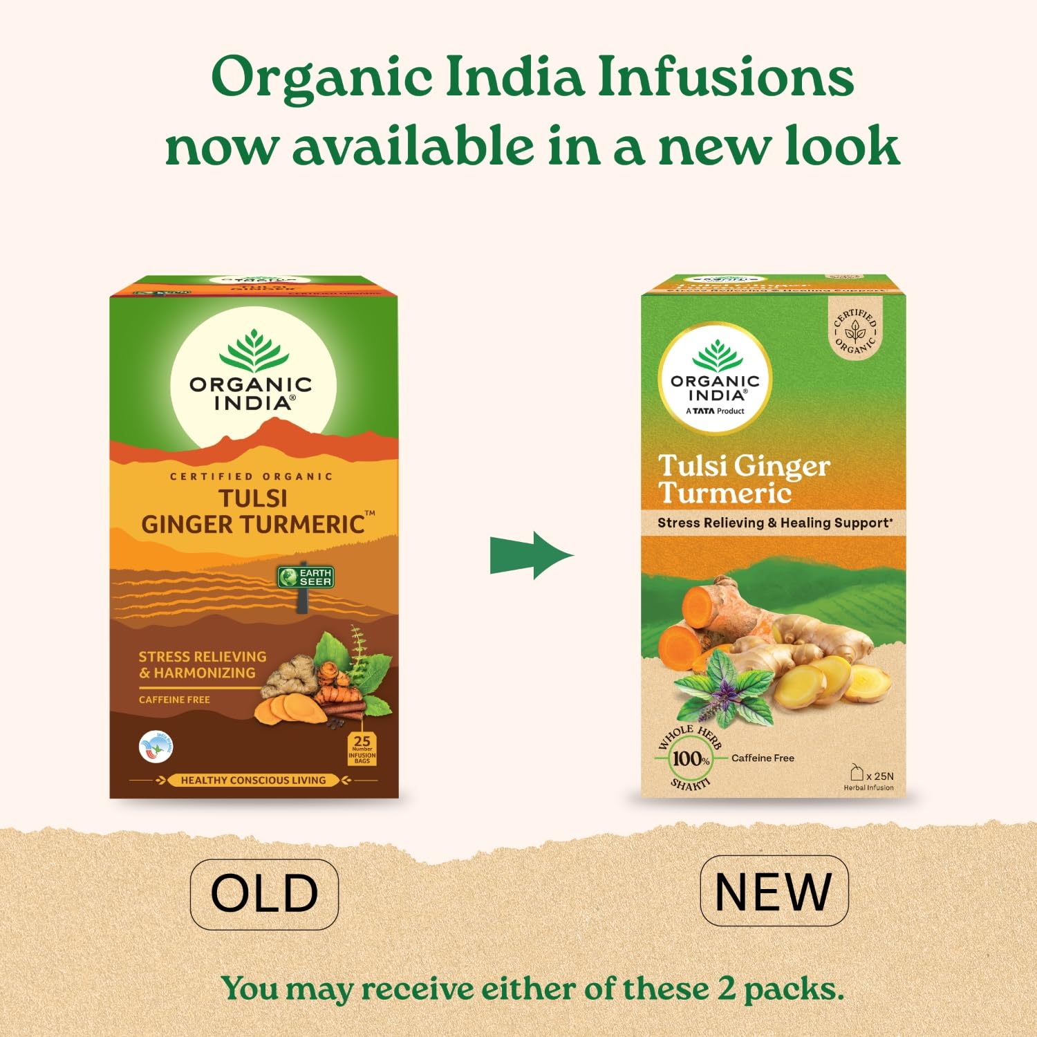 ORGANIC INDIA TULSI GINGER TURMERIC - 25 TEA BAGS