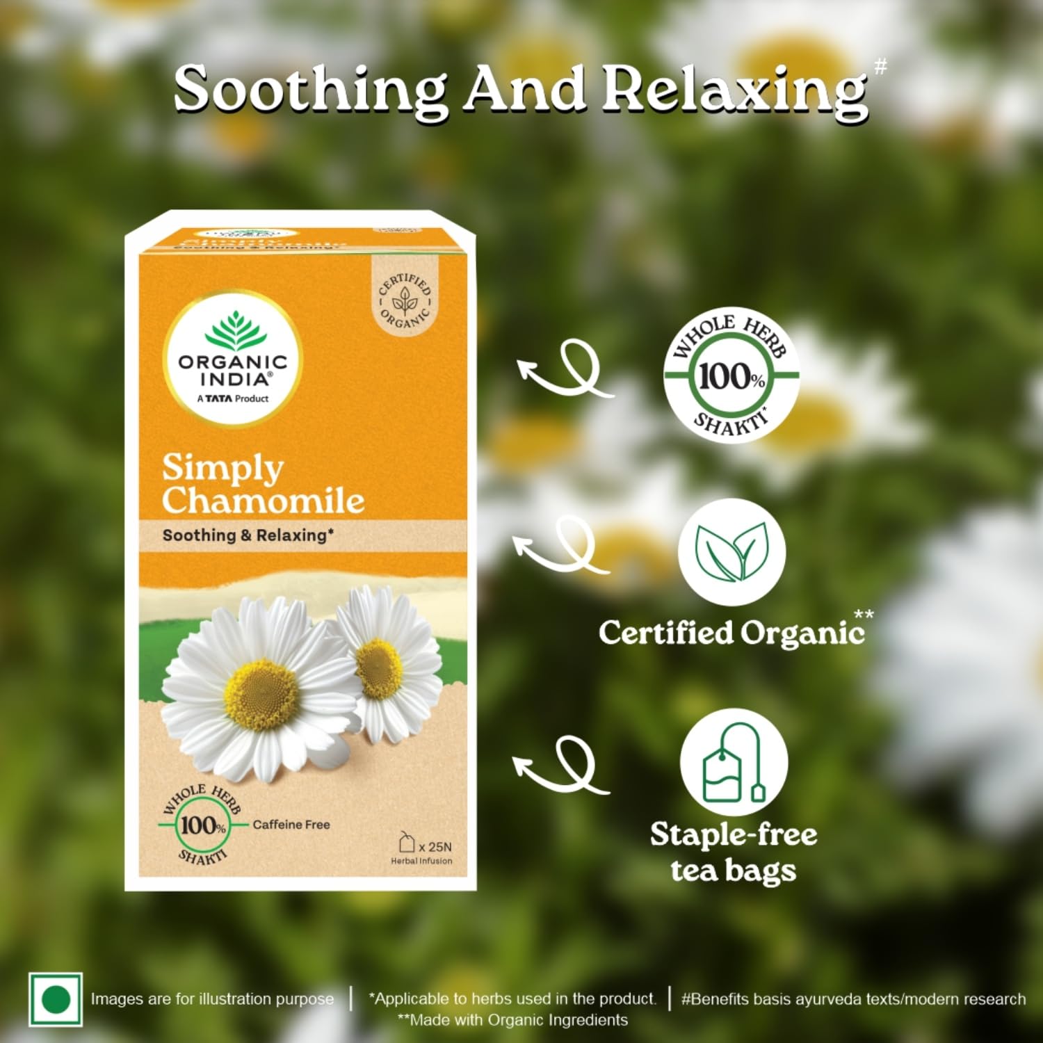 ORGANIC INDIA SIMPLY CHAMOMILE 25 TEA BAGS