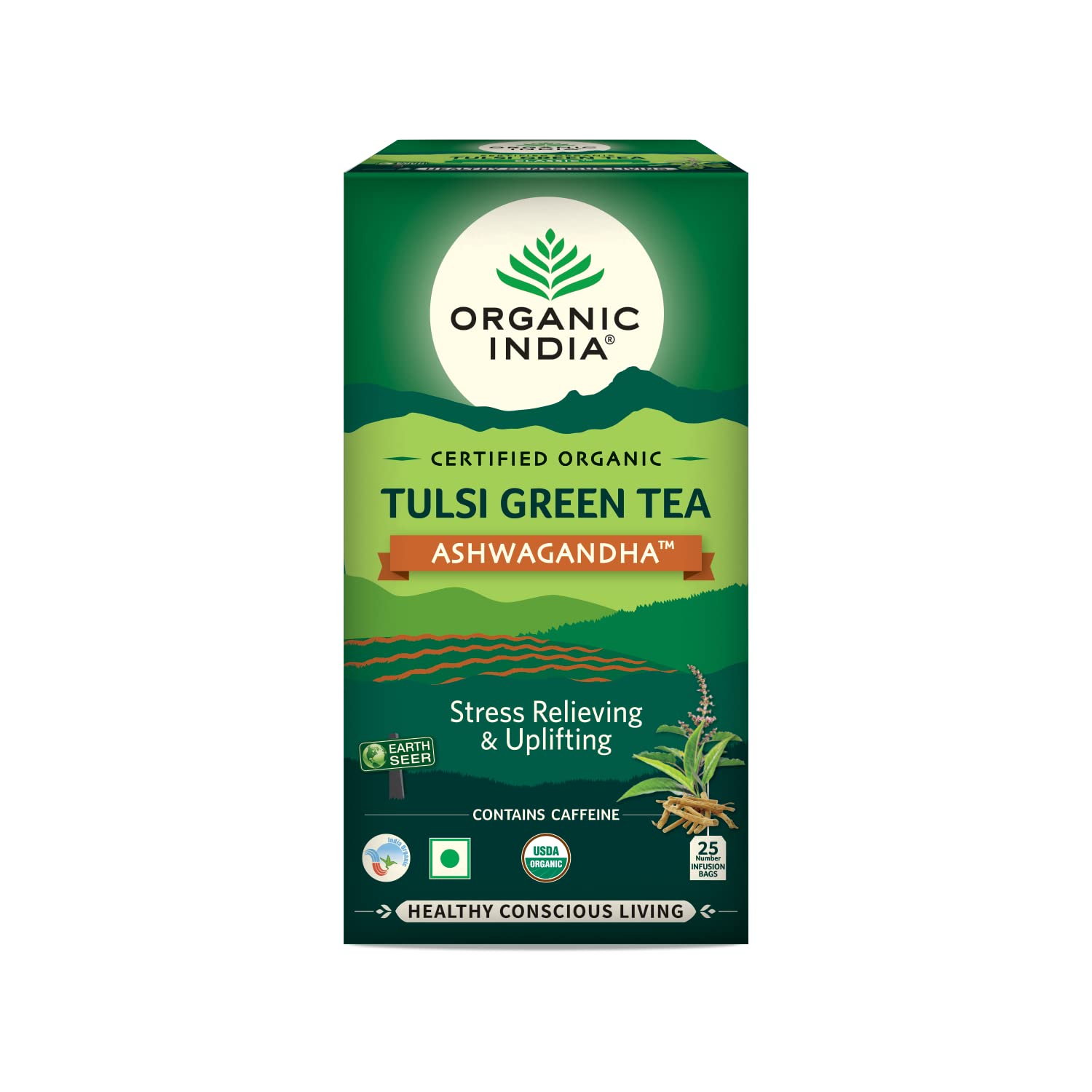 ORGANIC INDIATULSI GREEN TEA ASHWAGANDHA 25 TEA BAGS