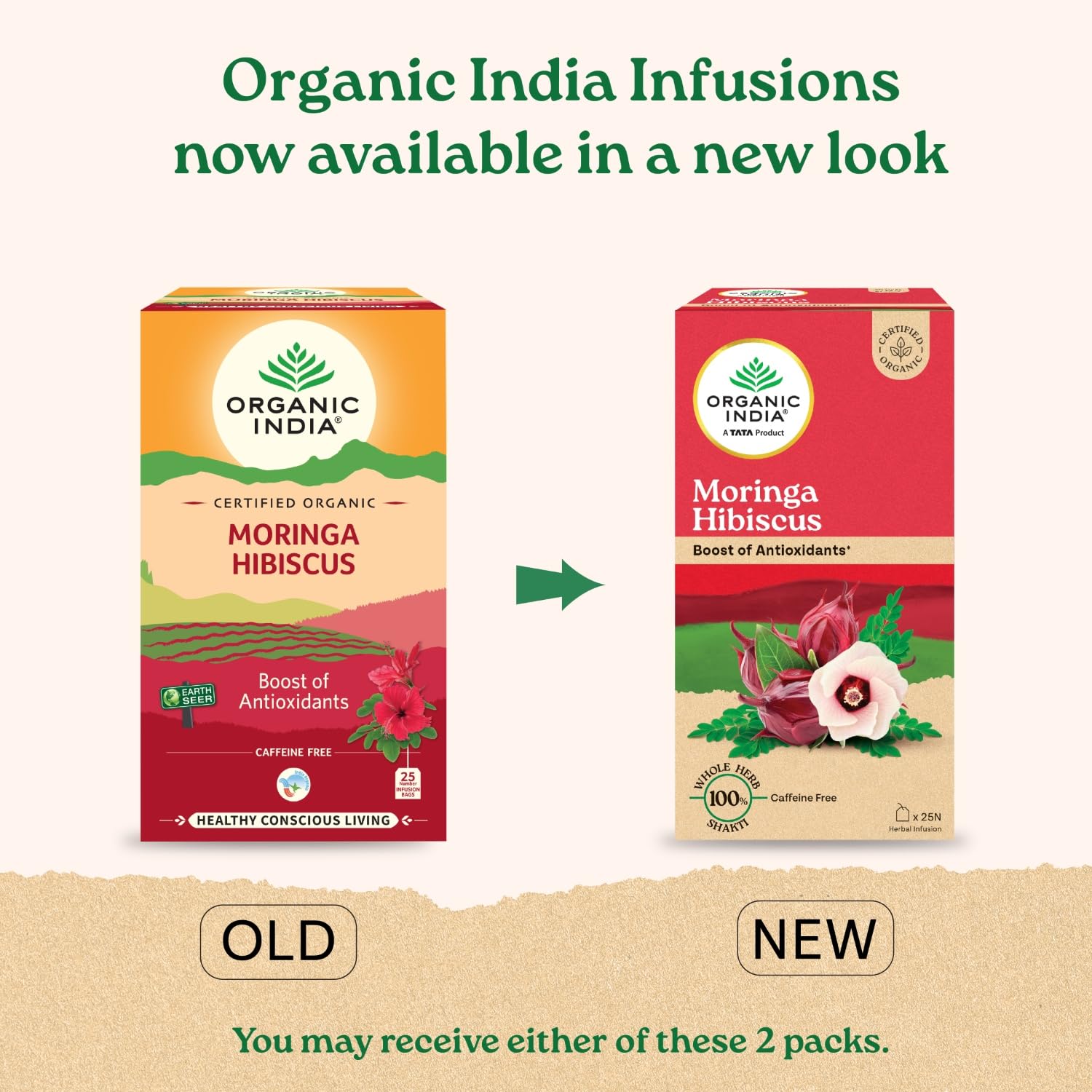 ORGANIC INDIA MORINGA HIBISCUS 25 TEA BAGS