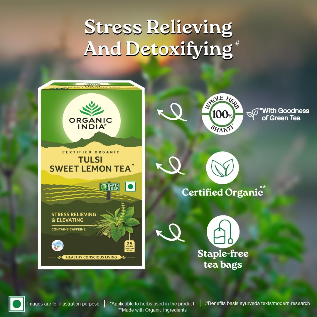 ORGANIC INDIA TULSI SWEET LEMON 25 TEA BAGS