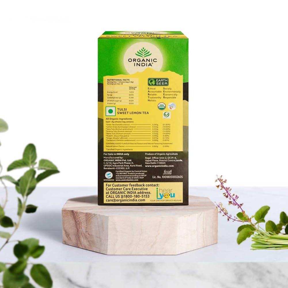 ORGANIC INDIA TULSI SWEET LEMON 25 TEA BAGS