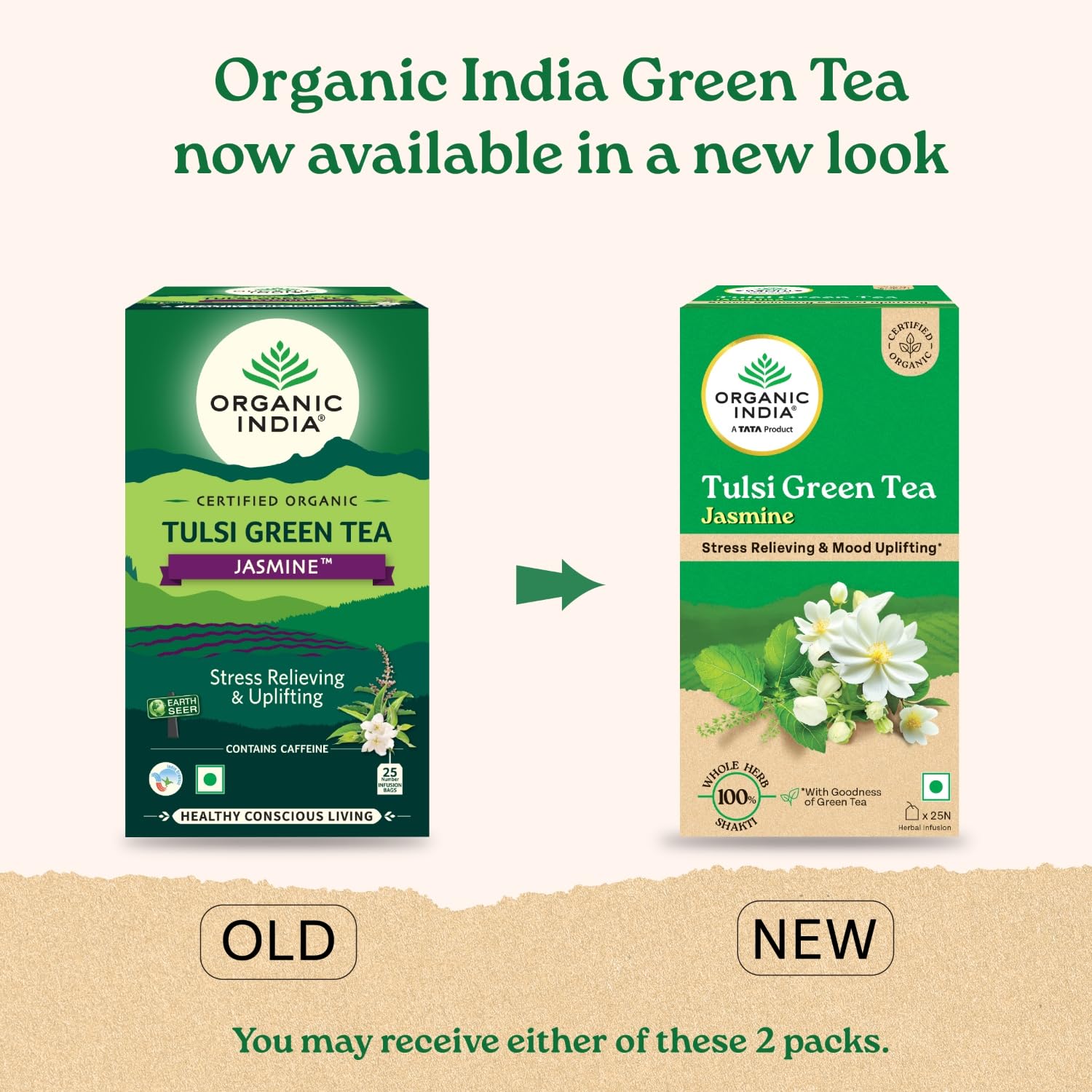 ORGANIC INDIA TULSI GREEN TEA, JASMINE, 25 TEA BAGS