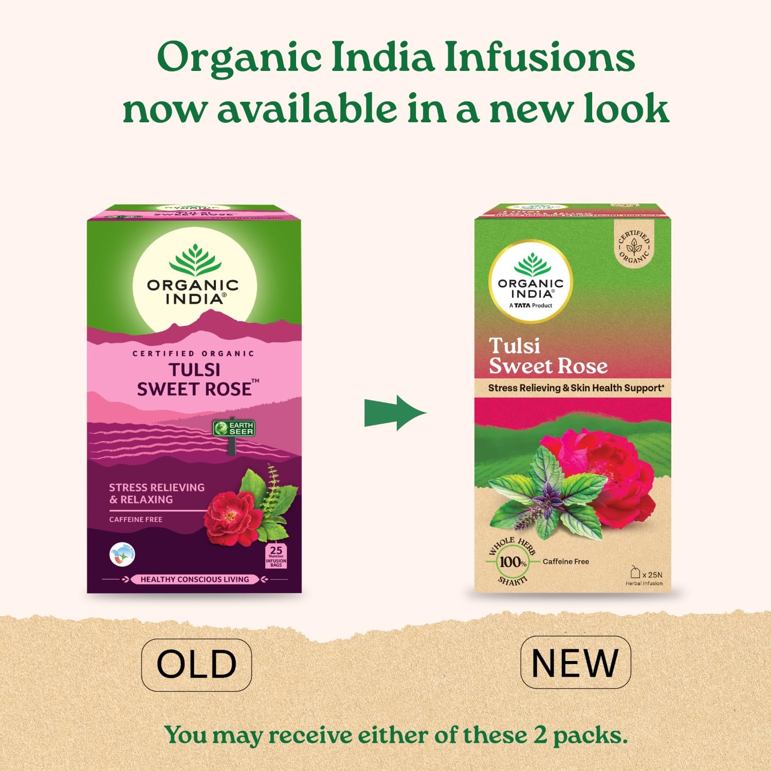 ORGANIC INDIA TULSI SWEET ROSE TEA 25 TEA BAGS