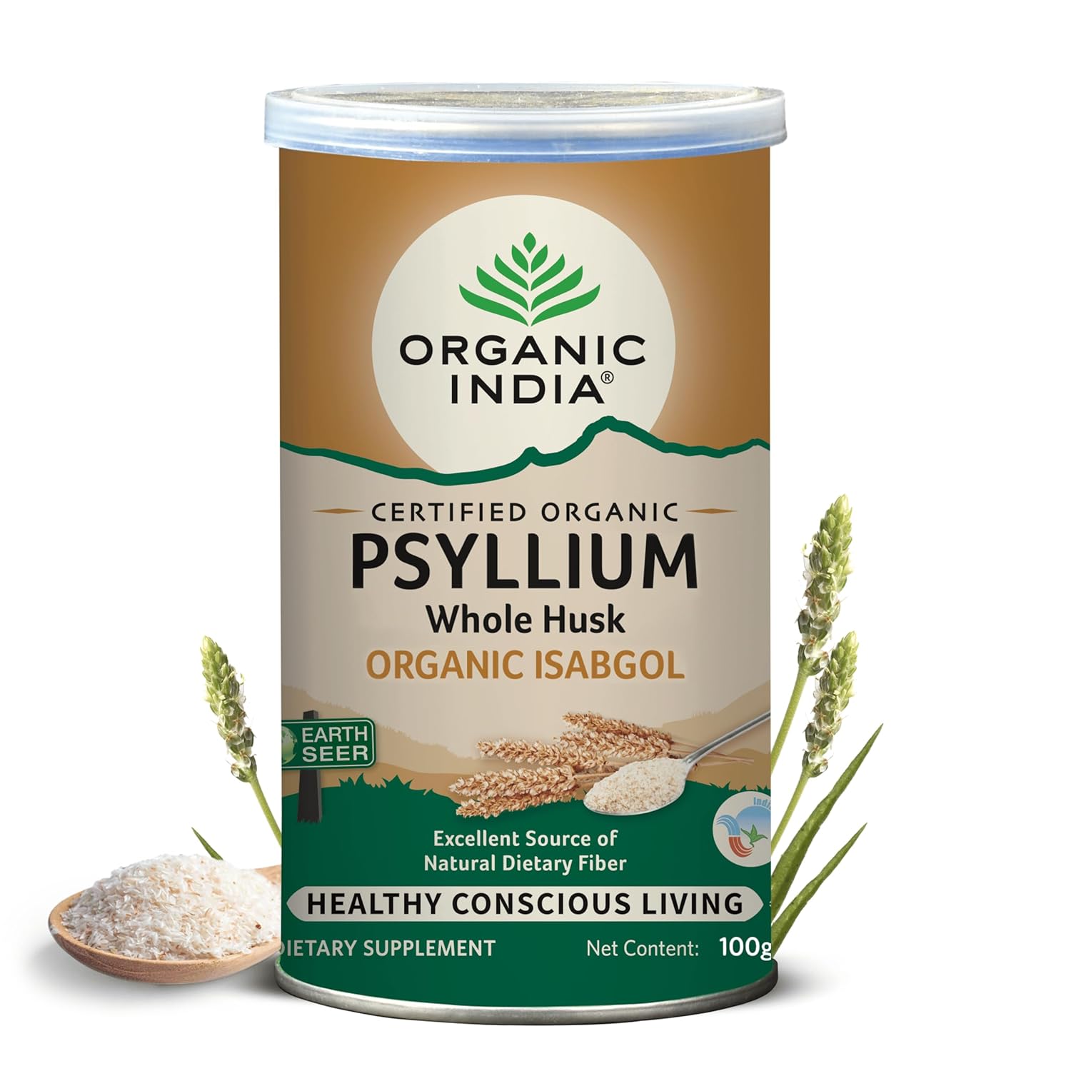 ORGANIC INDIA ISABGOL WHOLE PSYLLIUM HUSK POWDER - 100GM