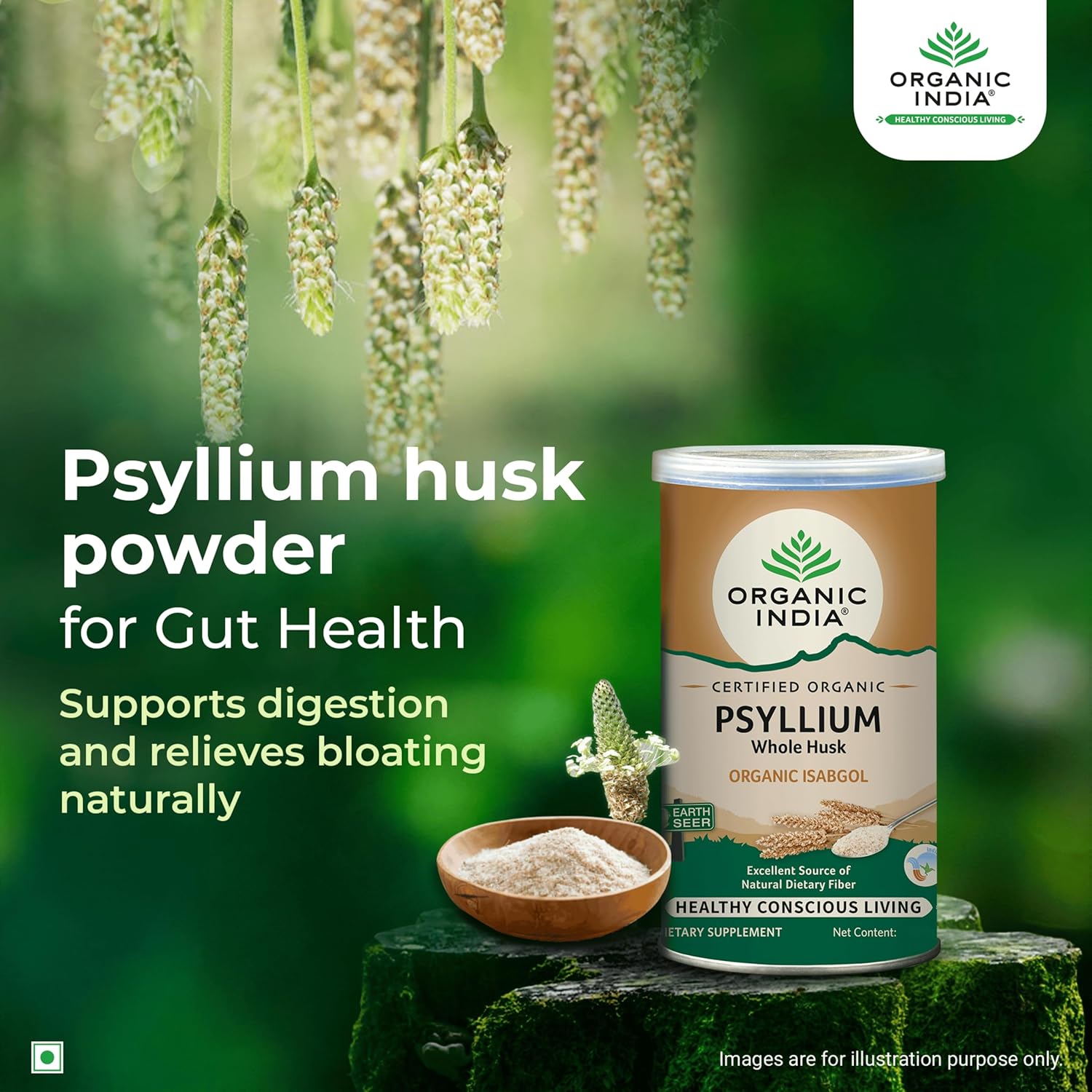 ORGANIC INDIA ISABGOL WHOLE PSYLLIUM HUSK POWDER - 100GM