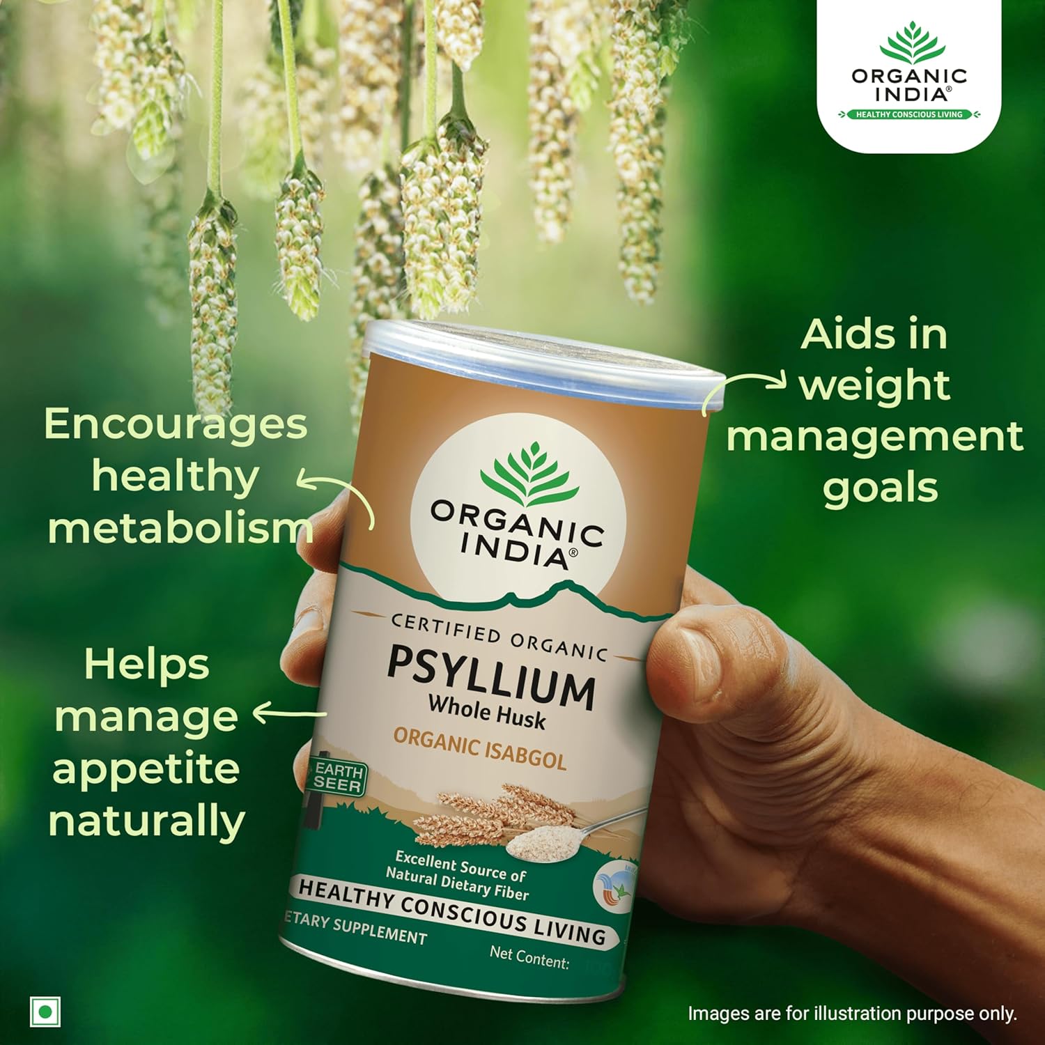 ORGANIC INDIA ISABGOL WHOLE PSYLLIUM HUSK POWDER - 100GM