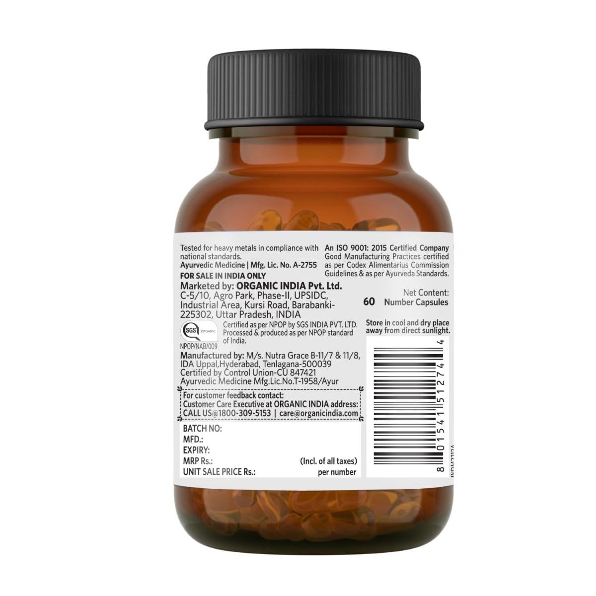 ORGANIC INDIA FLAXSEED OIL NATURAL OMEGA-3, HELPS REDUCE CHOLESTEROL, SUPPORTS HEALTHY SKIN 60 CAPSU