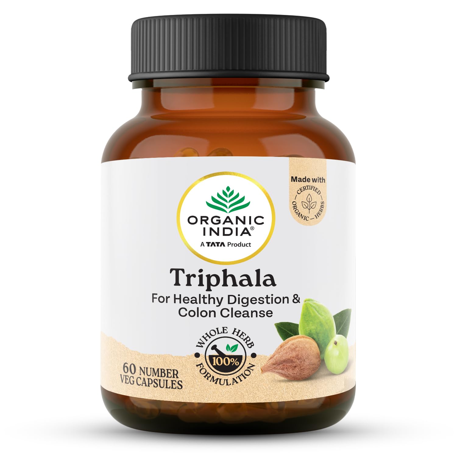 ORGANIC INDIA TRIPHALA CAPSULES SUPPORTS IMMUNE SYSTEM, COLON & DIGESTION,& GUT HEALTH 60 CAPSULES