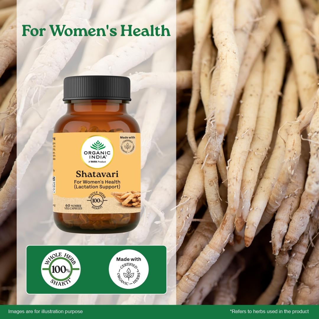 ORGANIC INDIA SHATAVARI WITH PLANT BASED ESTROGENS, HELPS BOOSTS HEALTH 60 CAPSULES