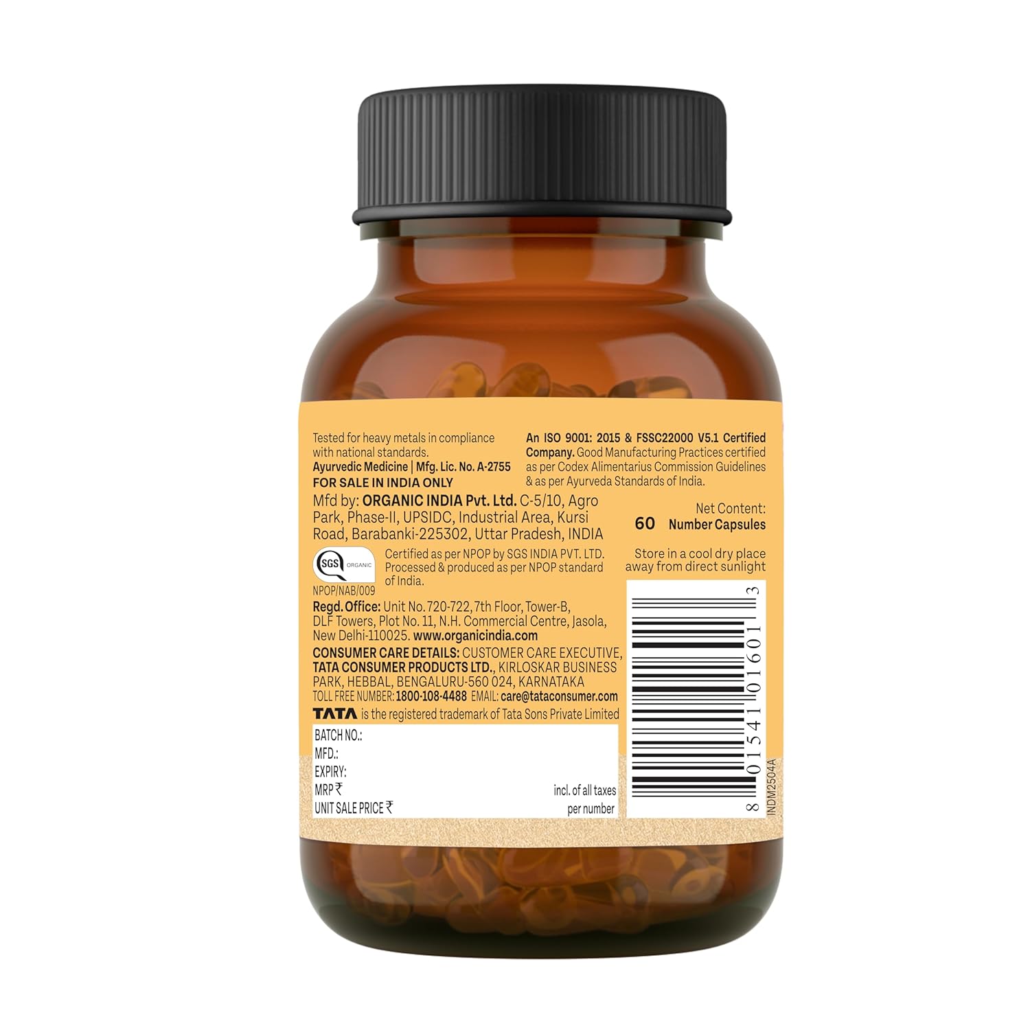 ORGANIC INDIA SHATAVARI WITH PLANT BASED ESTROGENS, HELPS BOOSTS HEALTH 60 CAPSULES