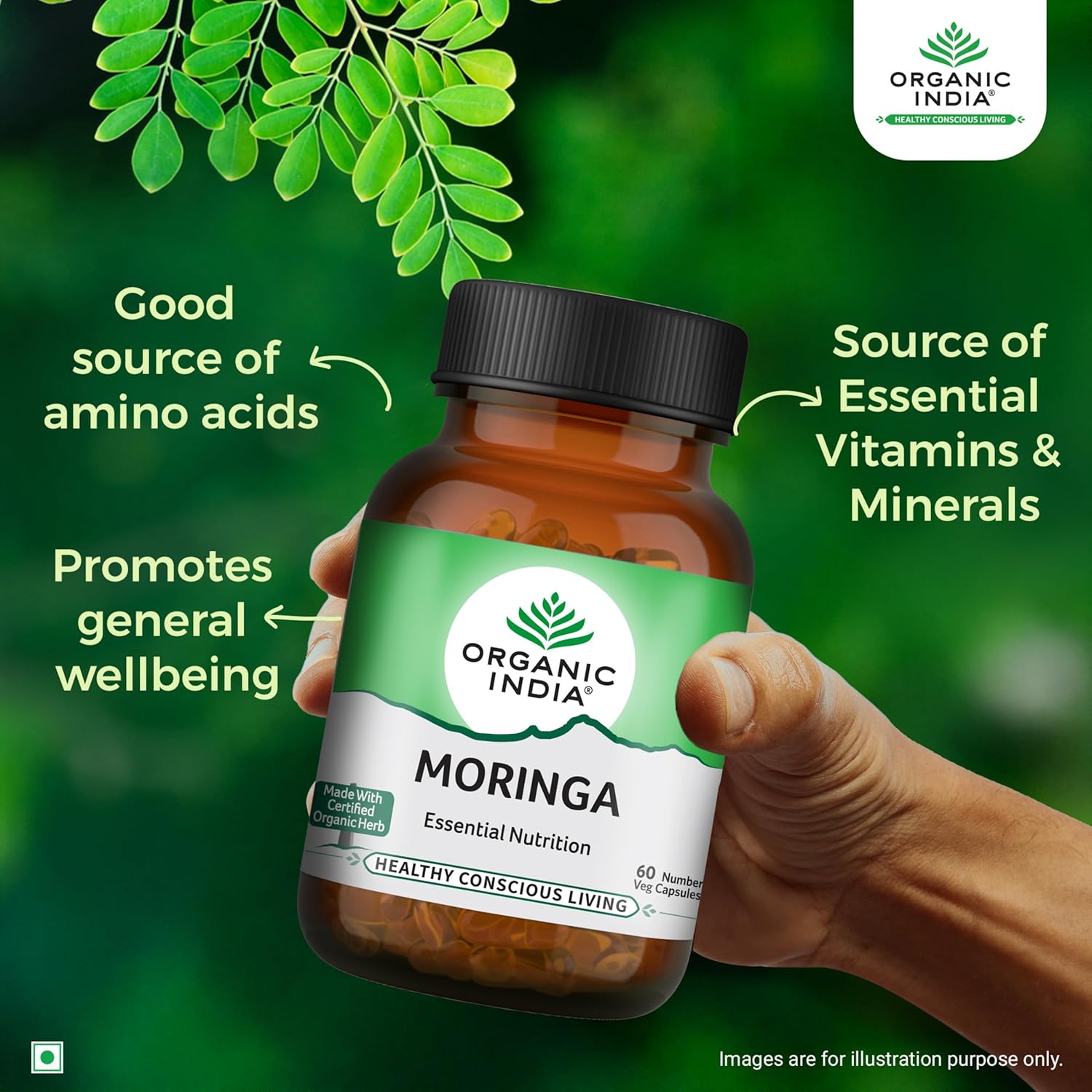 ORGANIC INDIA MORINGA ESSENTIAL NUTRITION -PACK OF 60 VEG CAPSULES
