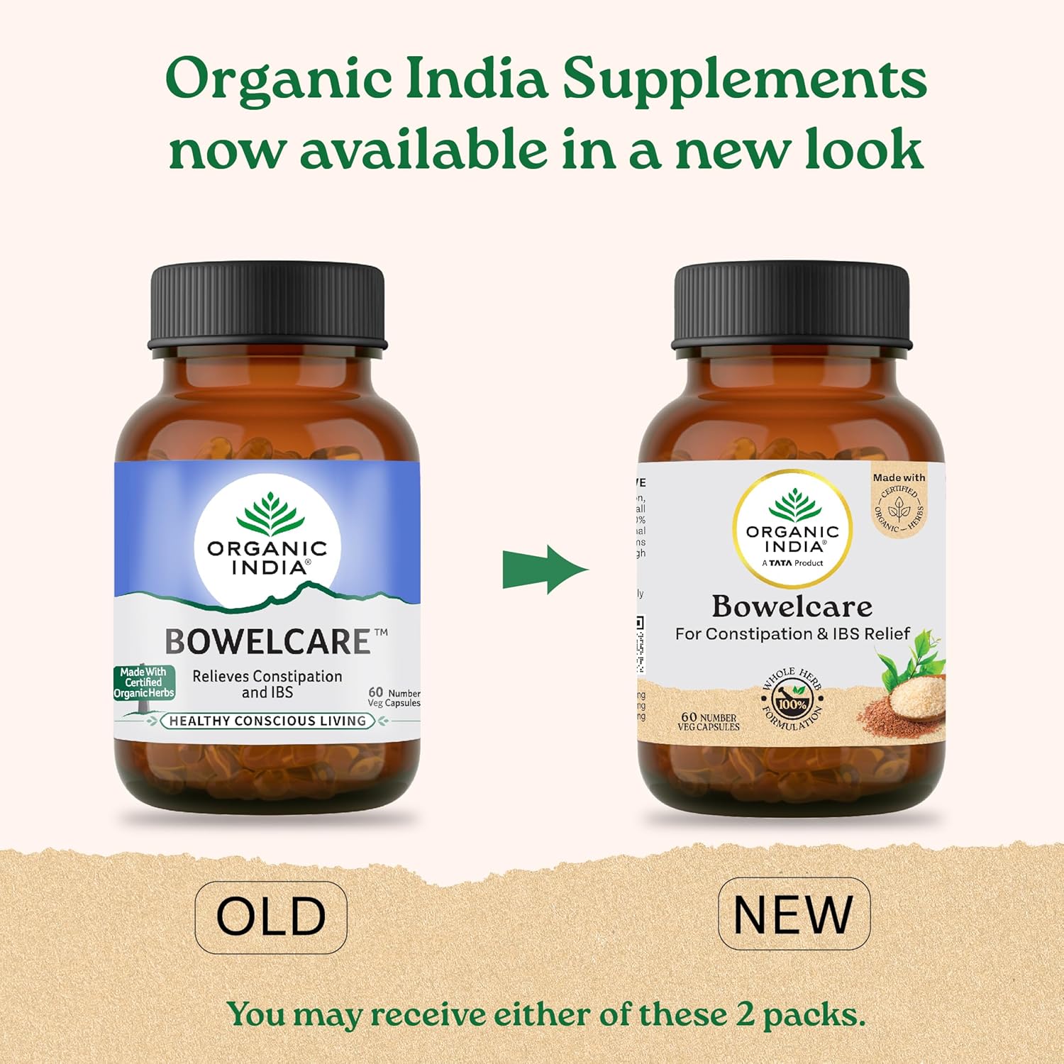 ORGANIC INDIA BOWELCARE - 60 CAPSULES BOTTLE