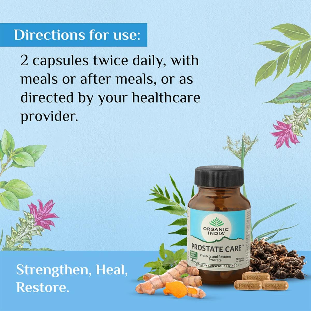 ORGANIC INDIA PROSTATE CARE  SUPPORTS HEALTHY PROSTATE & URINARY TRACT FUNCTION 60 CAPSULES